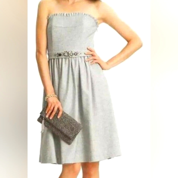 Banana Republic grey wool and rhinestoned party dress Size 8 - Picture 3 of 15